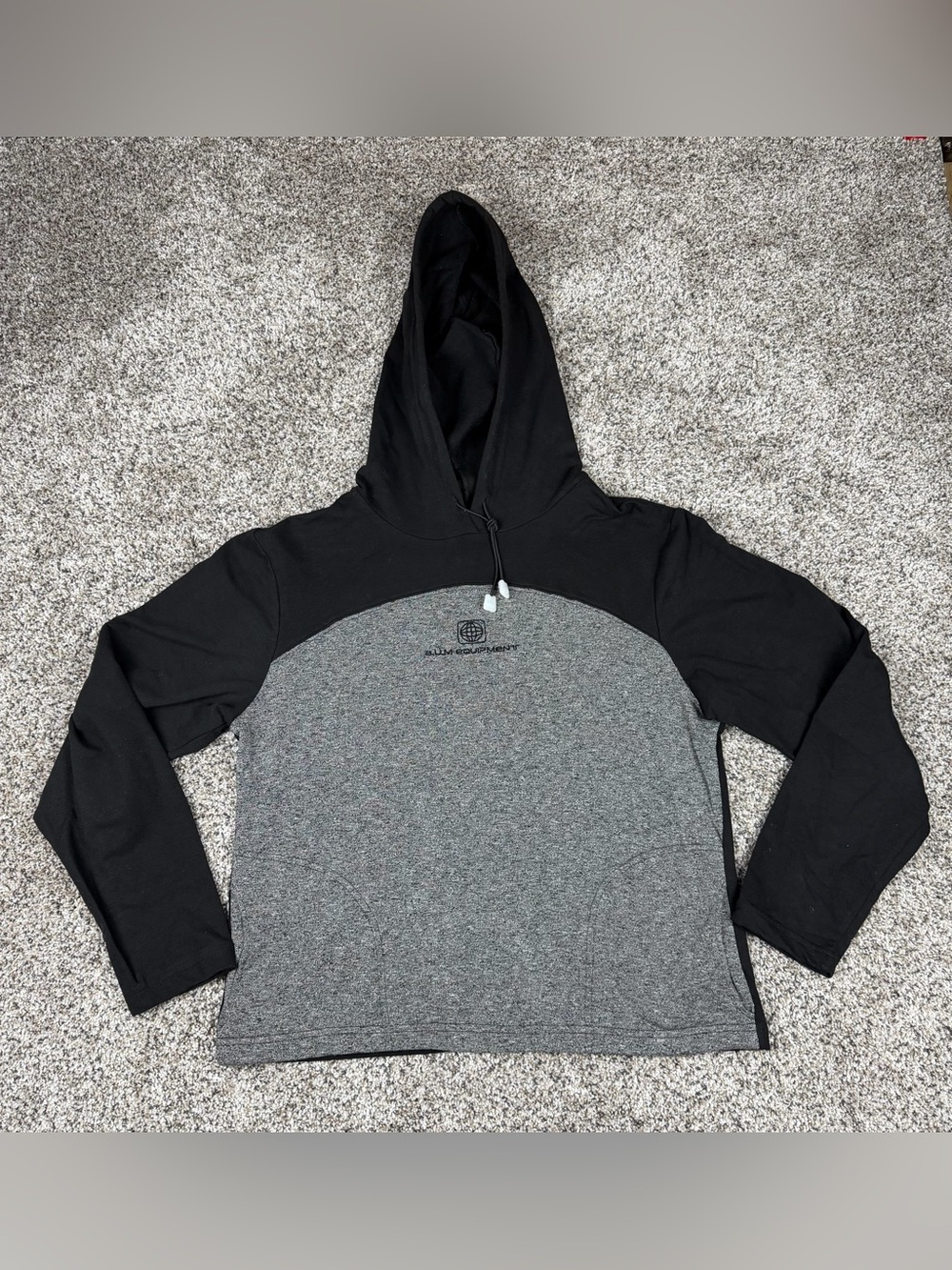 Sz Large Women’s BUM Equipment Pullover Colorblock Hoodie Grey Black